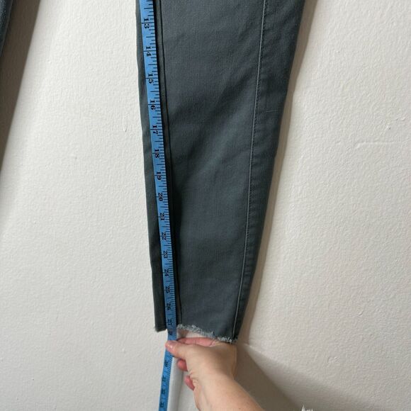 NWT Loft Slate Gray Gold Button Fly Frayed Hem Pant Jean Front Stitch Seams 00 - Picture 11 of 12